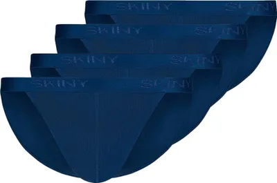Produktbild von SKINY Herren Tanga-Slip, 4er Pack - Baumwolle Retro, Unterhose, Feinripp, Baumwolle Blau XL