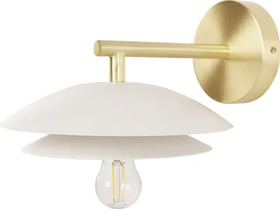Produktbild von BELIANI Wandleuchte Weiß u. Gold Metall mit Schirm Kegelform 1-Flammig Glühbirnen-Optik Modern Wandlampe Esszimmer Wohnzimmer Schlafzimmer Nachtlampe