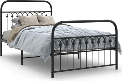 Produktbild von vidaXL Bettgestell mit Kopf- und Fußteil Metall Schwarz 100x190 cm