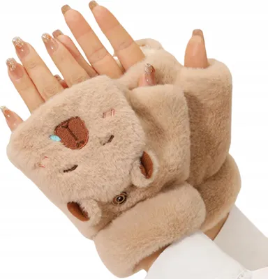 Obrázok produktu pre Dámske zimné rukavice KAPIBARA bez prstov, teplé palčiaky, hnedé
