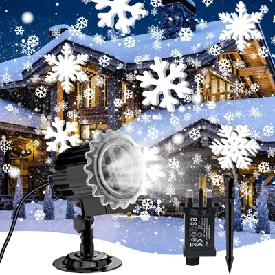 Produktbild von Weihnachtsprojektor Weihnachtsbeleuchtung Außen - Weihnachtsmotive - Schneeflocken und Sterne - Für Innen und Außen