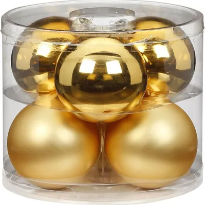 Produktbild von Weihnachtskugeln Glas 10cm, 6 Stück, Farbe:Inkagold glanz / matt
