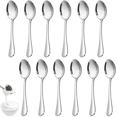 Immagine prodotto di 12 cucchiaini da caffè in acciaio inossidabile - Set di cucchiaini da caffè da 14 cm - Cucchiaini da dessert in acciaio inossidabile - Lavabili in lavastoviglie - Cucchiaini da tè - Cucchiai da tavola in acciaio inossidabile - Cucchiai lucidi a specchio per la casa - Ristorante