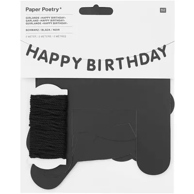Immagine prodotto di Ghirlanda "Happy Birthday" nera, 5 m