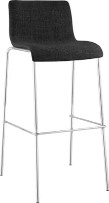 Imagen del producto de Silla de bar Hoover - tapizada en tela, patas de metal cromado - Gris oscuro