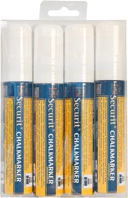 Immagine prodotto di Marcatore a gesso Securit LARGE, confezione da 4 pezzi, bianco