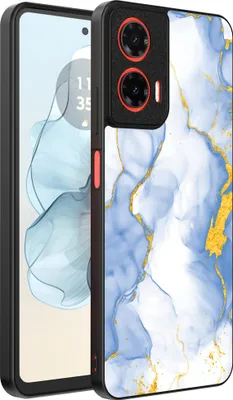 Immagine prodotto di Smartphonica Custodia per telefono adatta per Motorola Moto G04 - G24 - G24 Power - E14 con stampa marmo blu chiaro - TPU Backcover Case Lightblue Gold Marble Design