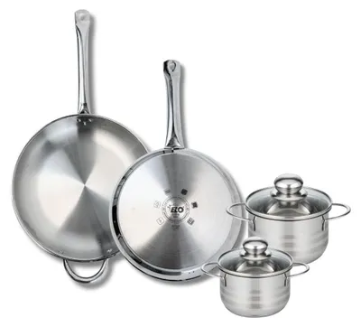 4-teiliges Edelstahl-Topfset, 28/32 cm Pfannen, 14/16 cm Töpfe, Induktion