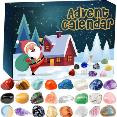 Produktbild von Edelstein Adventskalender,Kristall Weihnachtskalender 24 Tage für Kinder,Teenager und Erwachsene,zum Entdecken und Sammeln Weihnachtsgeschenke
