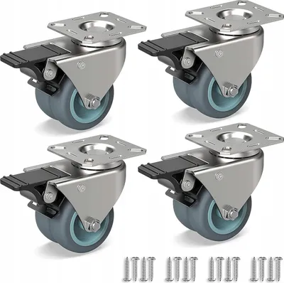 Produktbild von Nirox 4x Strandkorbrollen, Möbelrollen 50mm - Rasen geeignet, 75mm Höhe, bis 400kg - Set: 4x Mit Bremse