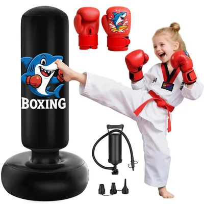 Image de Omgoods - Sac de frappe pour enfants, 130 cm - Ensemble de boxe gonflable avec gants
