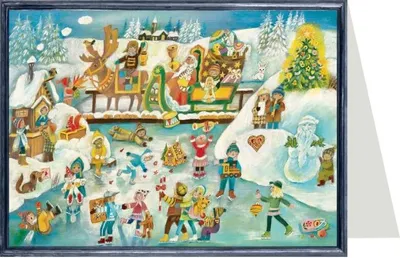 Produktbild von Weihnachtskarte Spaß auf dem Eis mit festlichem Wintermotiv