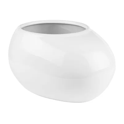 Produktbild von Keramik Blumentopf Übertopf Weiß Rund form  B 22 cm glänzend deko tischdeko dekovase topf pflanzschale pflanzkasten