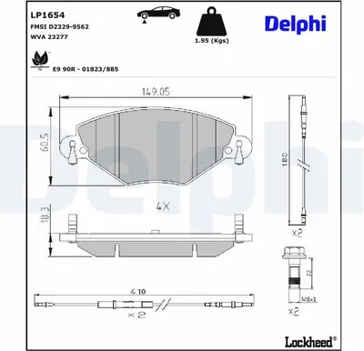 Produktbild von DELPHI Bremsbeläge Satz Vorne Bremsklötze für CITROËN C5 II Break (RE) LP1654