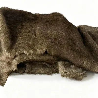 Immagine prodotto di Omgoods - Tessuto sintetico effetto pelliccia, motivo shag, marrone, 170 x 50 cm