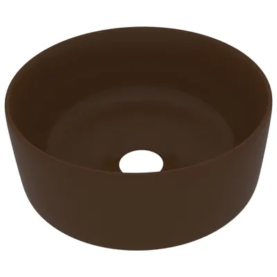 Immagine prodotto di vidaXL Lussuoso lavabo rotondo opaco marrone scuro 40x15 cm in Vetroceramica