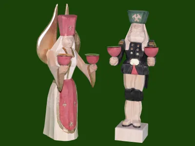 Produktbild von Weihnachtsfiguren Engel & Bergmann geschnitzt Höhe 25cm NEU