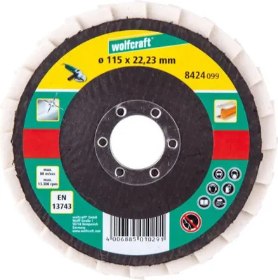 Produktbild von Wolfcraft Schleiflamellenteller Ø 115 x 22,23 mm mit Filz
