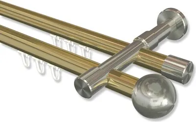 Produktbild von Interdeco Innenlaufstange, Gardinenstange mit Innenlauf Messing-Optik / Edelstahl-Optik Modell Prestige Luino, 20 mm Ø 2-läufig, 160 cm