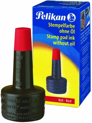 Obrázek produktu pro Razítkovací barvy Pelikan v červené barvě bez oleje a rychleschnoucí 28ml
