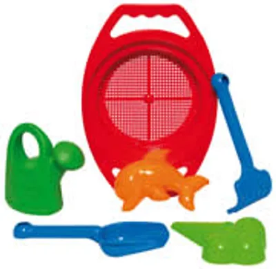 Obrázek produktu pro Sada hraček na písek lopatka hrabičky formička sítko konev 6 ks.
