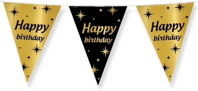 Imagen del producto de Guirnaldas negras y doradas, de 1000 x 30 cm, para celebraciones de cumpleaños