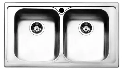 Immagine prodotto di Lavello incasso cucina acciaio 86x50 cm due vasche SAXT322A