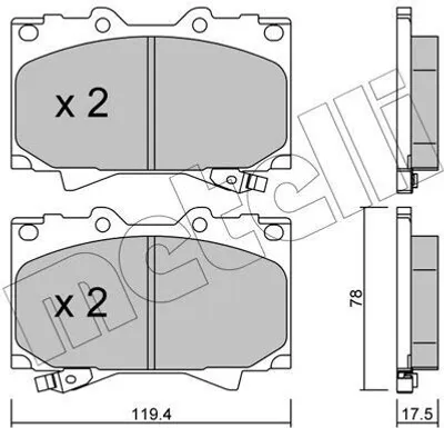 Produktbild von METELLI Bremsbeläge Satz Vorne Bremsklötze für TOYOTA LAND CRUISER 100 (UZJ100) 22-0452-0