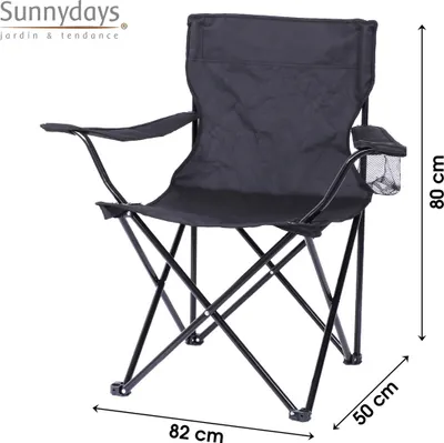 Produktbild von Sunnydays Campingstuhl Klappstuhl Armlehnstuhl Faltstuhl 25236 schwarz