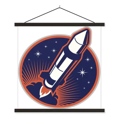 Produktbild von MuchoWow® Textilposter Illustration - Kinder - Rakete 40x40 cm mit schwarzem Rahmen - Fotos