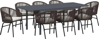 Immagine prodotto di vidaXL Set da pranzo da giardino 9 pezzi in polirattan marrone