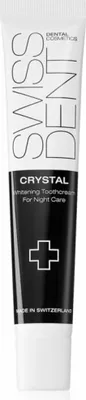 A product shot of a tube of toothpaste.