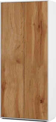 Produktbild von SIMPLYFURN Büroschrank Amira T00 | Aktenschrank & Mehrzweckschrank in Weiß & Eiche Wotan | 180x80x40 cm | Push-to-Open für Büro