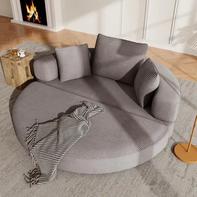 Immagine prodotto di MODFU Divano letto multifunzionale pieghevole (173x176) Divano letto con bordi alti, divano letto dal design pieghevole, divano modulare con cuscini, marrone e grigio