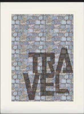 Zdjęcie produktu dla Typografia Oprawiony obraz z eleganckim passepartout | Sztuka ścienna | W ramie obrazu - Podróż (80 x 60 cm)