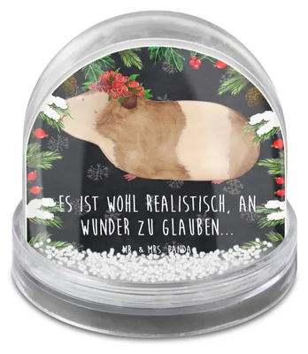 Produktbild von Mr. & Mrs. Panda Schneekugel Weihnachten Meerschweinchen Weisheit - Kreidetafel - Geschenk, schnee kugel, wohnaccessoire, Spruch, Lustige Sprüche, Motivation, Wunder