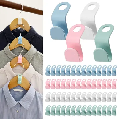Produktbild von 60 Stück Kleiderbügel Verbindungshaken,Platzsparende Kleiderbügel Haken Verbindungshaken Anschlusshaken für Krawatten Taschen Kleiderschrank(Mehrfarbig)