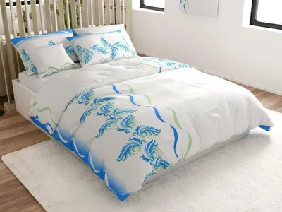 Produktbild von Bettwäsche aus Mikrosatin SOFTURE, weiß-blau Bettwäsche-Dimension: 70 x 90 cm | 140 x 200 cm