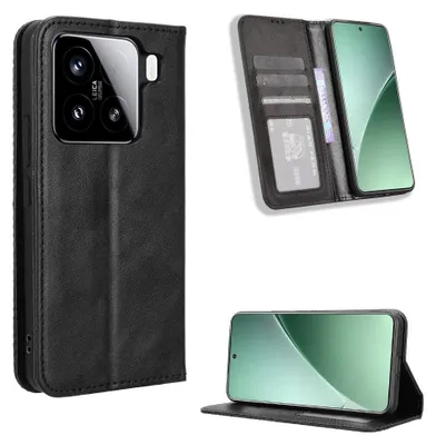Produktbild von Mobigear Sensation Schutzhülle für Xiaomi 15 Pro – Klapphülle mit Portemonnaie – Schwarz