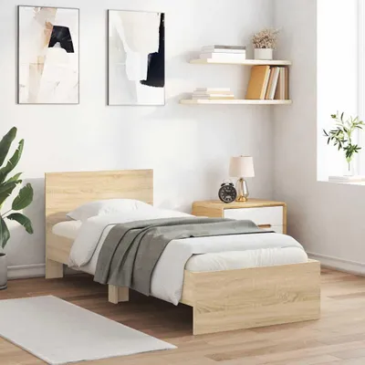 Immagine prodotto di vidaXL Struttura letto senza materasso con testiera rovere Sonoma 75x190 cm