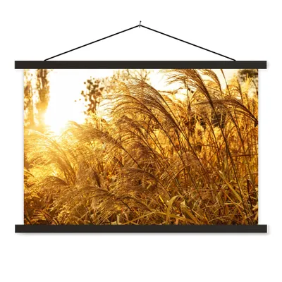 Produktbild von MuchoWow® Textilposter Pampasgras - Sonne - Gras 120x80 cm mit schwarzem Rahmen - Wanddeko