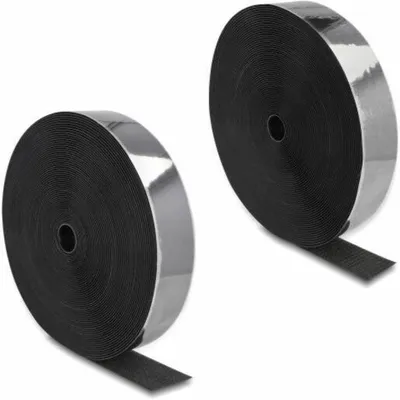 Produktbild von DeLOCK Strapazierfähiges Klettband selbstklebend mit Haft- und Flauschband L 25 m x B 50 mm schwarz, Nylon, Polyester, Schwarz, 50 mm, 25 m, Polybag