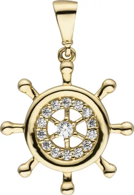 Produktbild von Anhänger Steuer Steuerrad 333 Gold Gelbgold 15 Zirkonia Goldanhänger