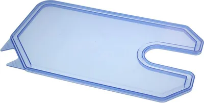 A blue plastic lid for an oil container.