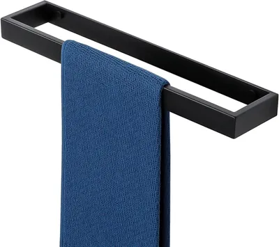 Produktbild von Handtuchhalter - Handtuchhalter Wandmontage - Badezimmer Organisation - Selbstklebend oder Schrauben - 40 cm - Matten schwarz