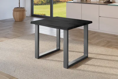 Produktbild von Möbelretoure Esstisch 80x80 cm Baumkante Holz Grau-Optik U-Gestell Metall schwarz JULIUS