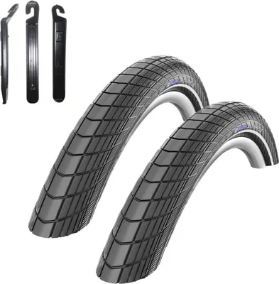 Produktbild von 2 x Schwalbe Big Apple RaceGuard Fahrradreifen E-25 Fahrradmantel Decke mit Reflexstreifen 50-559 (26 x 2.00") inkl. Reifenheber