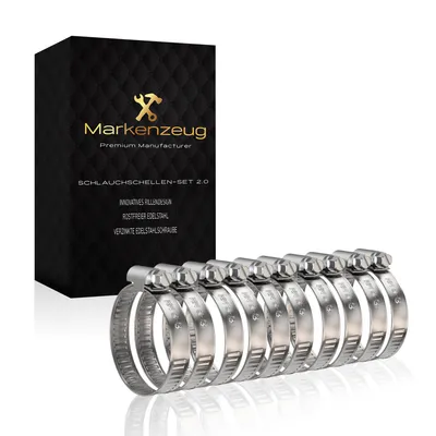 Produktbild von MARKENZEUG Premium Schlauchschellen Set I Edelstahl-Schlauchschellen I Rohrschellen I Schraubschellen rostfrei I Für Waschmaschine & Pool oder Auto I 8-16mm Durchmesser I 10er Set