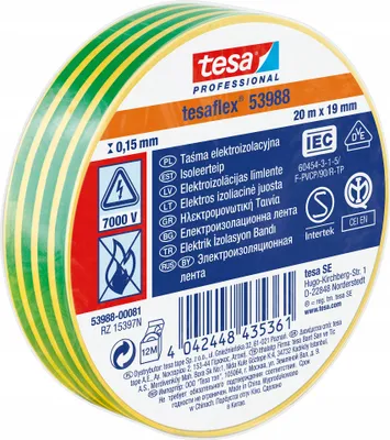 Produktbild von Tesa grün-gelbes Isolierband 20 mx 19 mm