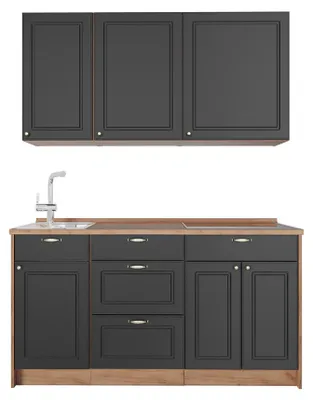 Imagen del producto de Cocina para solteros Vicco Fame-Line Antracita-Oro Landhaus/Roble dorado 150 cm sin encimera, Model 64778